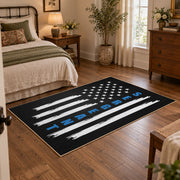 black white blue stripe American flag patriotic area rug, full pattern view