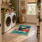 teal red patriotic eagle motorcycle vintage area rug, wide interior view
