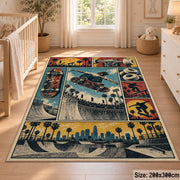 Vintage Skateboarding Collage Rug in a nursery