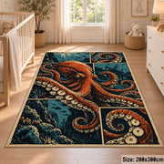 Orange Octopus Area Rug with Coral Panels — nursery setting
