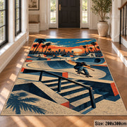Sunset Skatepark Area Rug with Skater — hallway setting