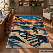 Sunset Skatepark Area Rug with Skater — home office setting