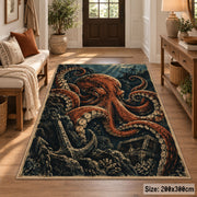 Octopus Treasure Area Rug with Anchor and Underwater Ruins — entryway setting