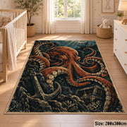 Octopus Treasure Area Rug with Anchor and Underwater Ruins — nursery setting