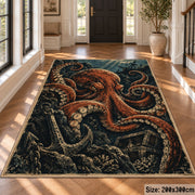 Octopus Treasure Area Rug with Anchor and Underwater Ruins — hallway setting