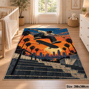 Sunset Skater Area Rug with Palm Trees and Concrete Steps — nursery setting
