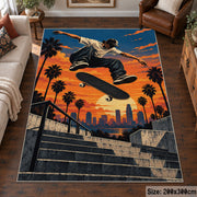 Sunset Skater Area Rug with Palm Trees and Concrete Steps — living room setting