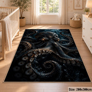 Dark Octopus Area Rug in Black and Navy — nursery setting
