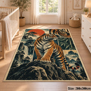 Tiger Mountain Collage Area Rug with Waterfall and Sunset Panels — nursery setting