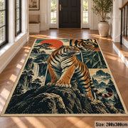 Tiger Mountain Collage Area Rug with Waterfall and Sunset Panels — hallway setting