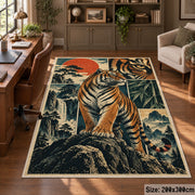 Tiger Mountain Collage Area Rug with Waterfall and Sunset Panels — home office setting