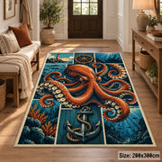 Octopus Nautical Panel Area Rug with Anchor — entryway setting