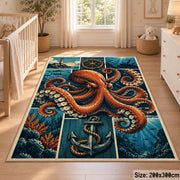Octopus Nautical Panel Area Rug with Anchor — nursery setting