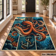 Octopus Nautical Panel Area Rug with Anchor — hallway setting