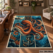 Octopus Nautical Panel Area Rug with Anchor — home office setting