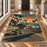 Palm Tree Skateboarding Area Rug with Sunset — hallway setting