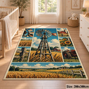Windmill Farm Collage Area Rug with Golden Fields and Sunflowers — nursery setting