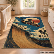 Halfpipe Skateboarding Area Rug with Sunset — nursery setting