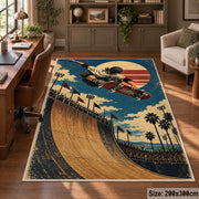 Halfpipe Skateboarding Area Rug with Sunset — home office setting