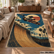 Halfpipe Skateboarding Area Rug with Sunset — sofa seating area