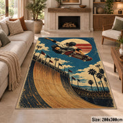 Halfpipe Skateboarding Area Rug with Sunset — fireplace setting