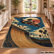 Halfpipe Skateboarding Area Rug with Sunset — dining room setting