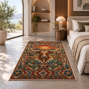 Longhorn Sunset Floral Rug shown in a bedroom by a garden window