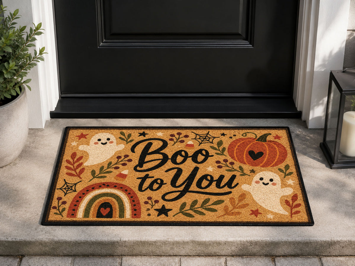 Suupia Boo to You Halloween Doormat, styled view 1
