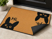 Suupia Hi Bye Black Cat doormat, styled product view 3