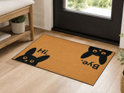 Suupia Hi Bye Black Cat doormat, styled product view 4