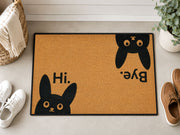 Suupia Hi Bye Black Cat doormat, styled product view 5