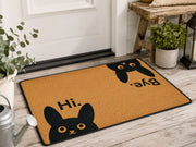 Suupia Hi Bye Black Cat doormat, styled product view 6