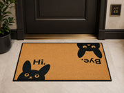Suupia Hi Bye Black Cat doormat, styled product view 8