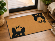 Suupia Hi Bye Black Cat doormat, styled product view 10