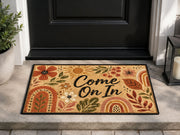 Suupia Come On In Floral Rainbow doormat, styled product view 1