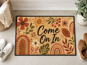 Suupia Come On In Floral Rainbow doormat, styled product view 5