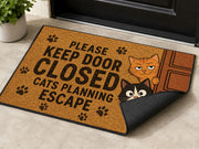 Suupia Keep Door Closed Cats Planning Escape doormat, styled product view 3