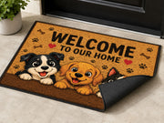 Suupia Welcome to Our Home Puppies and Kitten doormat, styled product view 3