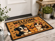 Suupia Welcome to Our Home Happy Pets doormat, styled product view 6