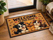 Suupia Welcome to Our Home Happy Pets doormat, styled product view 10
