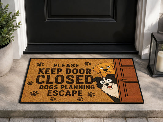 Suupia Keep Door Closed Dogs Planning Escape doormat, styled product view 1