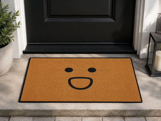 Suupia Happy Open Smile Face doormat, styled product view 1