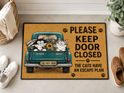 Suupia Keep Door Closed Cats Have an Escape Plan doormat, styled product view 5