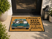Suupia Keep Door Closed Cats Have an Escape Plan doormat, styled product view 7