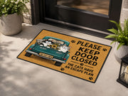 Suupia Keep Door Closed Cats Have an Escape Plan doormat, styled product view 9