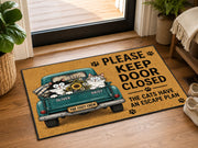 Suupia Keep Door Closed Cats Have an Escape Plan doormat, styled product view 10