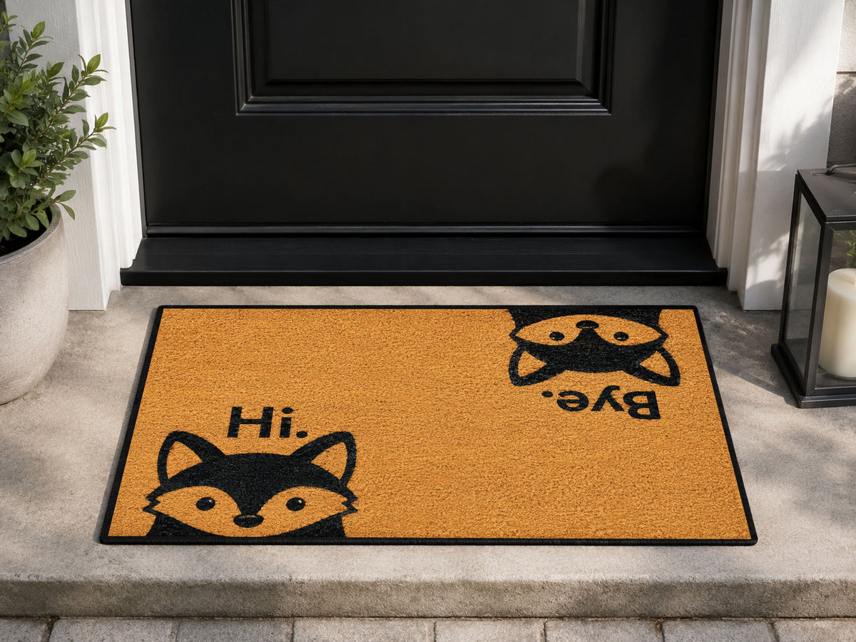 Suupia Hi Bye Fox Doormat, styled view 1