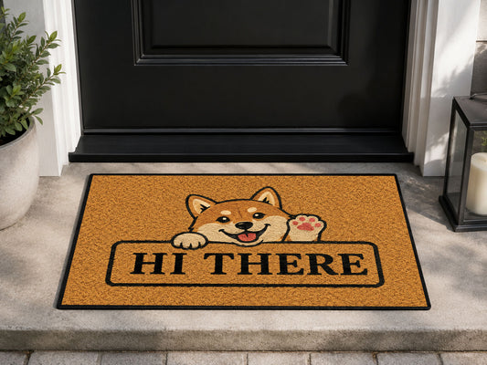 Suupia Hi There Puppy doormat, styled product view 1