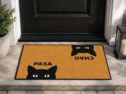 Suupia Pasa Chao Black Cat doormat, styled product view 1