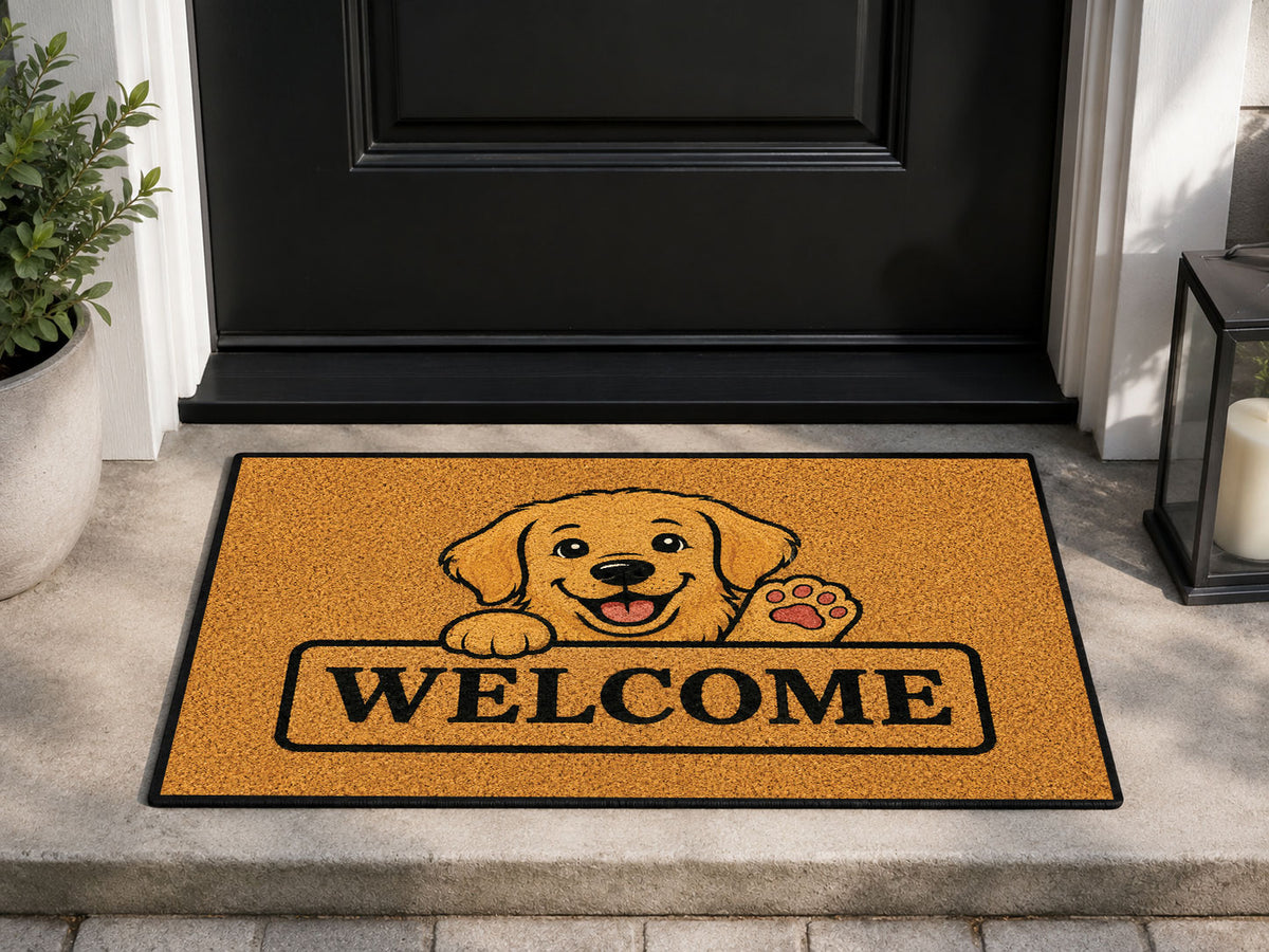 Suupia Puppy Welcome Doormat, styled view 1